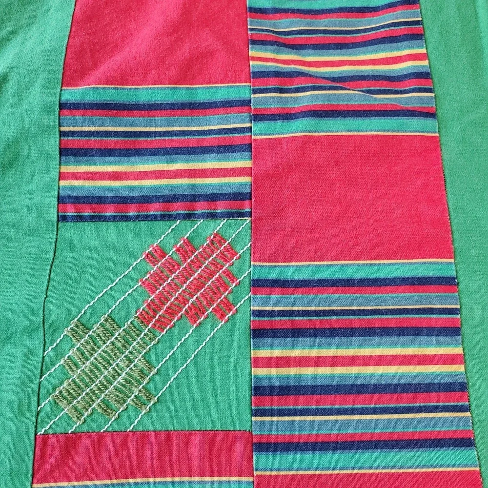 Block Square‎ Quilt Colorful Homemade 55X50 Patchwork Beading Africa Vibes